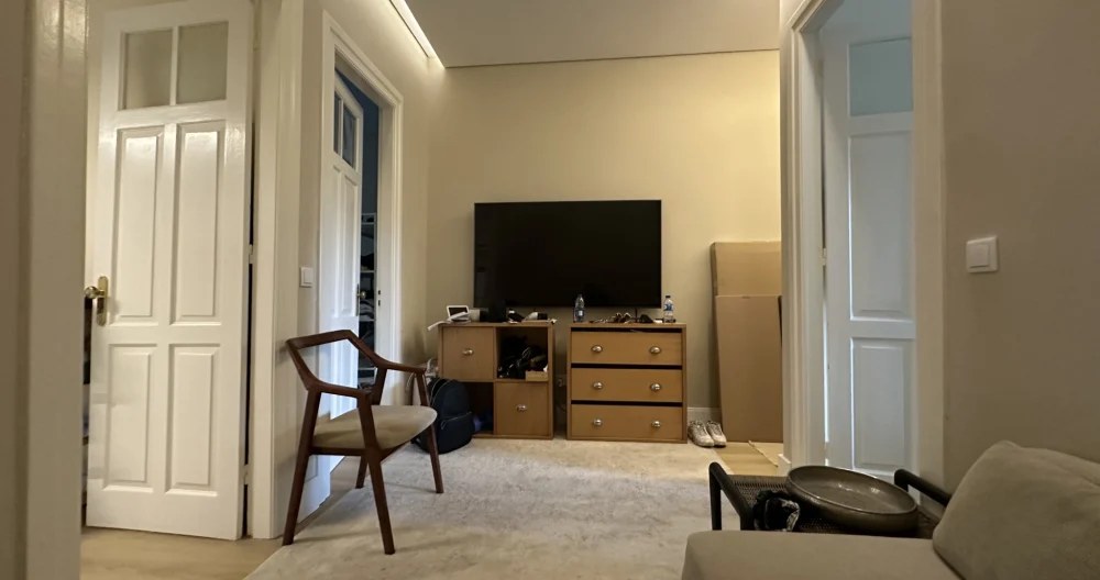 Living room with a mid-century armchair